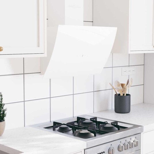Vegghengt kjøkkenvifte 60 cm stål og herdet glass hvit Vegghengt kjøkkenvifte 60 cm stål og herdet glass hvit