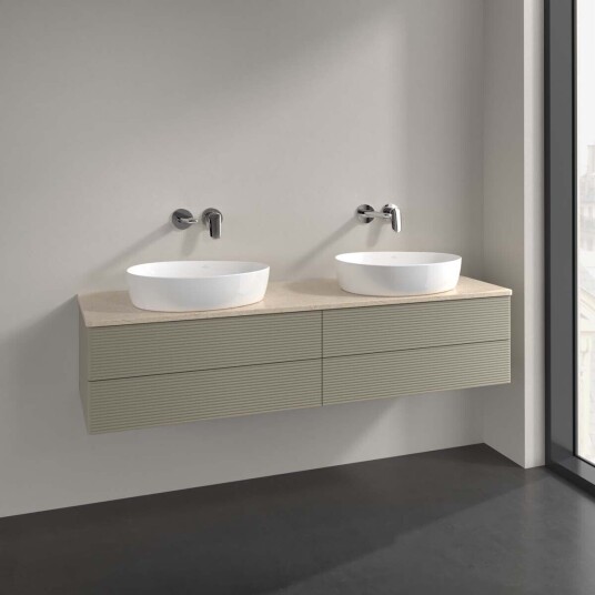 Villeroy & Boch Antao Servantskap med 4 skuffer 160x50x36 cm u/lys Steingrå/Crème