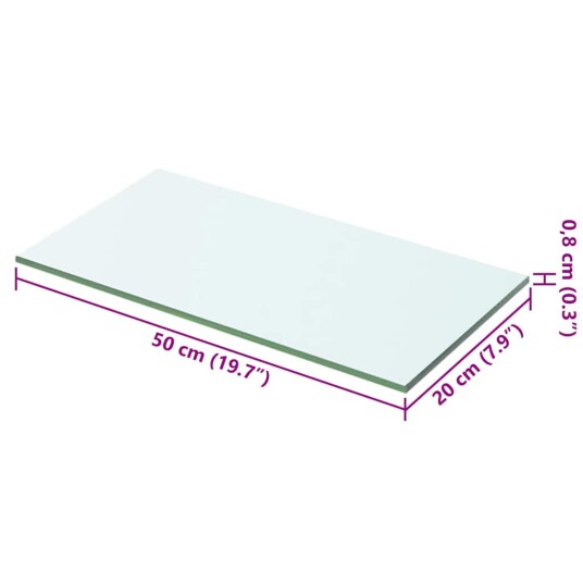 vidaXL Hyllepanel klart glass 50x20 cm vidaXL Hyllepanel klart glass 50x20 cm