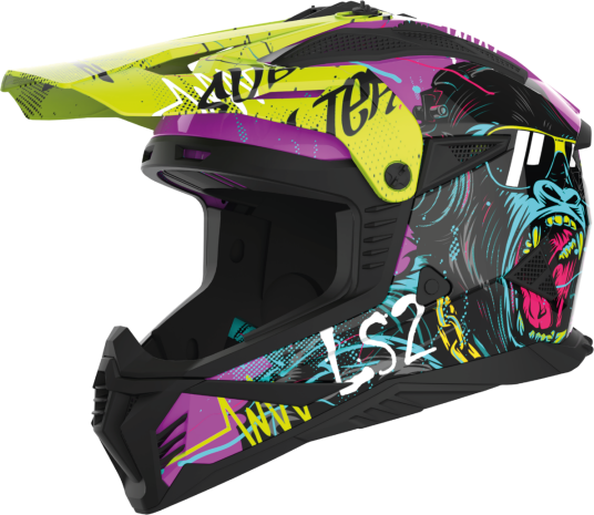 LS2 Crosshjelm MX708 Fast II Gorilla Lilla-HiVis Gul LS2 Crosshjelm MX708 Fast II Gorilla Lilla-HiVis Gul