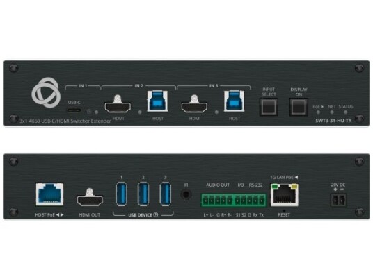 Kramer Electronics Swt3-31-Hu-Tr, Hdmi/Minidp/Vga/Usb-C, 2.0B, Usb Type-A/Usb Type-C, Aluminium, Sort, 60 Hz Kramer Electronics Swt3-31-Hu-Tr, Hdmi/Minidp/Vga/Usb-C, 2.0B, Usb Type-A/Usb Type-C, Aluminium, Sort, 60 Hz