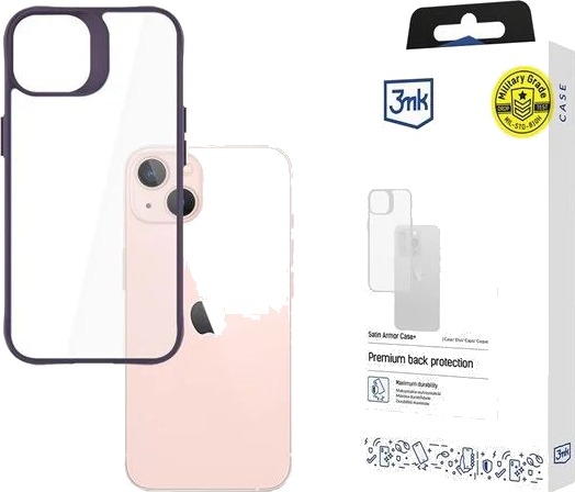 3mk Satin Armor Case+ Purple for Apple iPhone 14 Transparent
