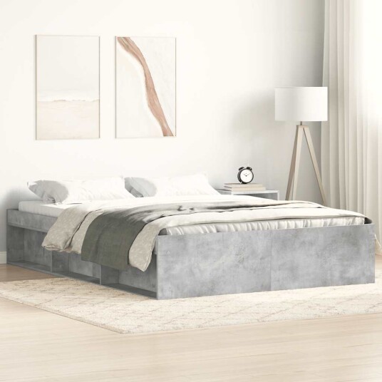 vidaXL Sengeramme betonggrå 135x190 cm 8721012158672