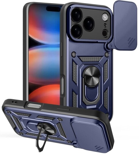 EIDERWOOD iPhone 17 Pro Hybrid Håndverker Deksel m. Kickstand & Cam Slider Blå