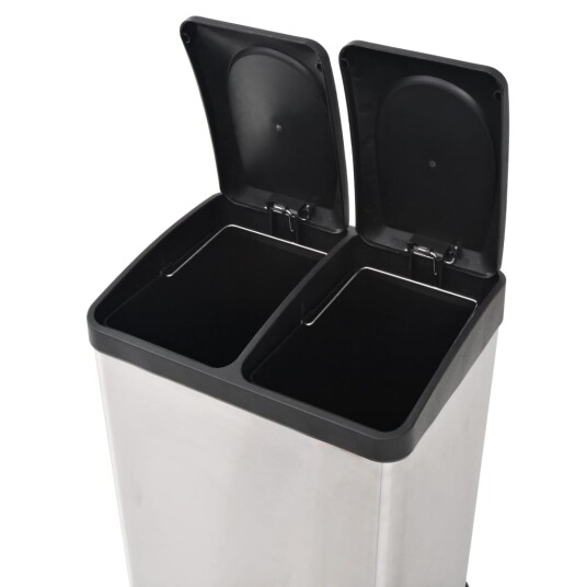 vidaXL Pedalbøtte for resirkulering rustfritt stål 36 L