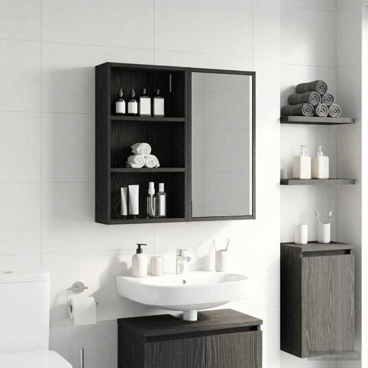  Baderom veggskap Svart Eik 40 x 14 x 70 cm Konstruert tre