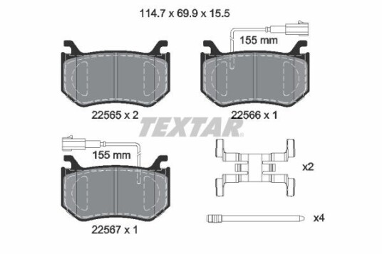 Bremseklosser TEXTAR 2256501 Bremseklosser TEXTAR 2256501