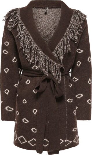 ONLY Onlnew Myra Ls Fringe Cardigan Cs Knt   COFFEE BEAN   L