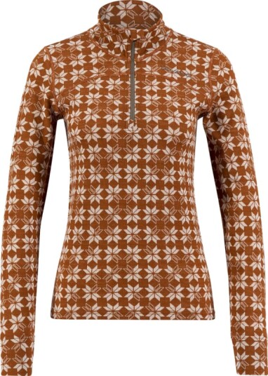 Ulvang Women's Maristua Turtle Neck With Zip S, Bombay Brown/Vanilla