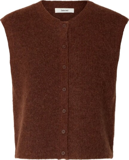 Selected Slwlulu Sl Button O Neck Vest Noos Brown M