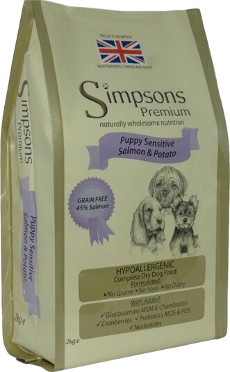 Simpsons Premium Tørrfôr Puppy Sensitive Laks & Potet 2 kg Simpsons Premium Tørrfôr Puppy Sensitive Laks & Potet 2 kg