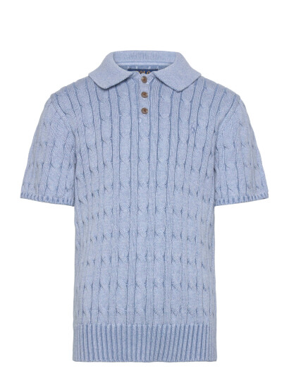 Ralph Lauren Kids Cable Knit Cotton Polo Collar Sweater Blue 132 137 Ralph Lauren Kids Cable Knit Cotton Polo Collar Sweater Blue 132 137