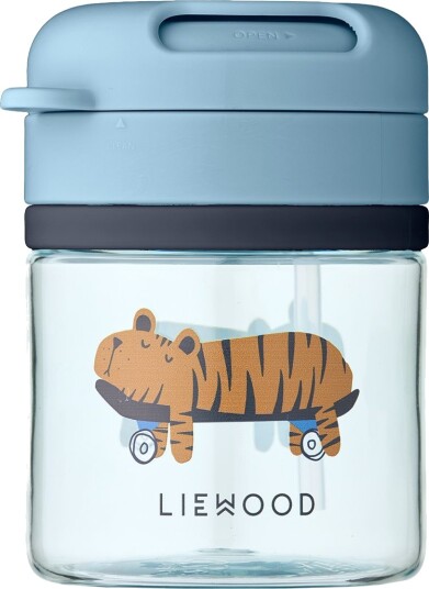 Liewood Pavia kopp med sugerør 28 cl Fun beach blue