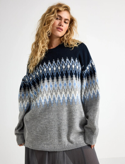 Lindex Stickad Tröja - Grey - M