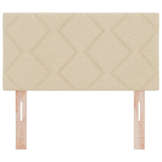 Sengegavl med diamantblokkdesign Kremhvit 80 cm Stoff