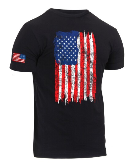 Rothco T skjorte Distressed US Flag Svart Rød