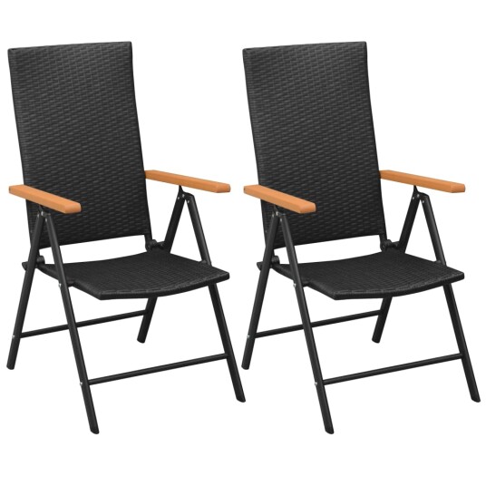 vidaXL Stablebare hagestoler 2 stk polyrotting svart vidaXL Stablebare hagestoler 2 stk polyrotting svart