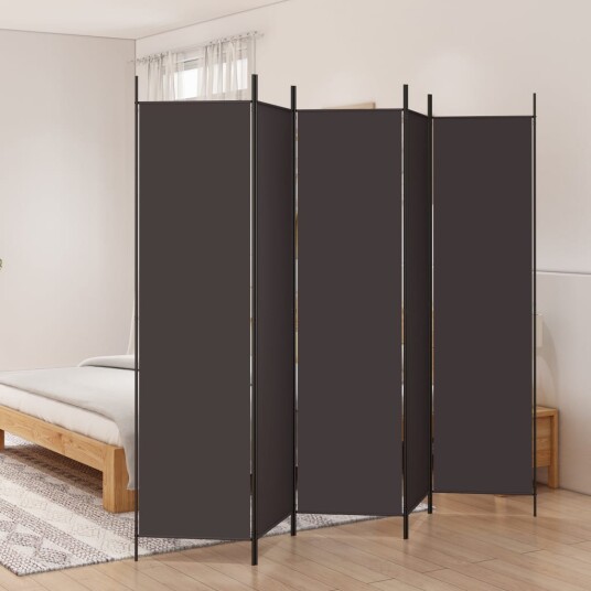 vidaXL Romdeler 5 paneler brun 250x200 cm stoff