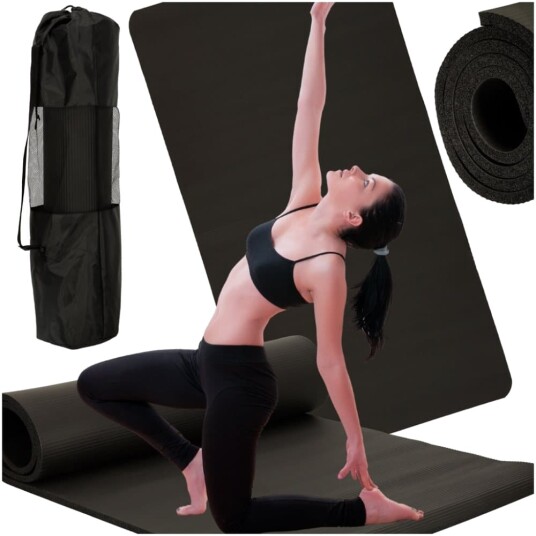Yoga treningsmatte tykk 185x80x1,5 cm svart Yoga treningsmatte tykk 185x80x1,5 cm svart