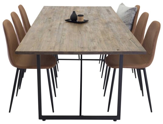 Venture Design Padang & Polar spisegruppe Natur/brun 6 st stoler & bord 250 x 100 cm