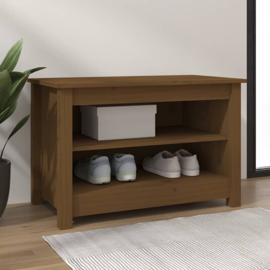 vidaXL Skobenk honningbrun 70x38x45,5 cm heltre furu vidaXL Skobenk honningbrun 70x38x45,5 cm heltre furu