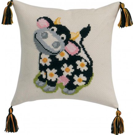 Permin Broderisett Aida Pute Ku 30x30cm Permin Broderisett Aida Pute Ku 30x30cm