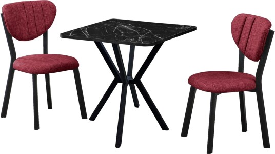 Krylor spisegruppe bord 70 cm + 2 stoler - Vinrød Svart