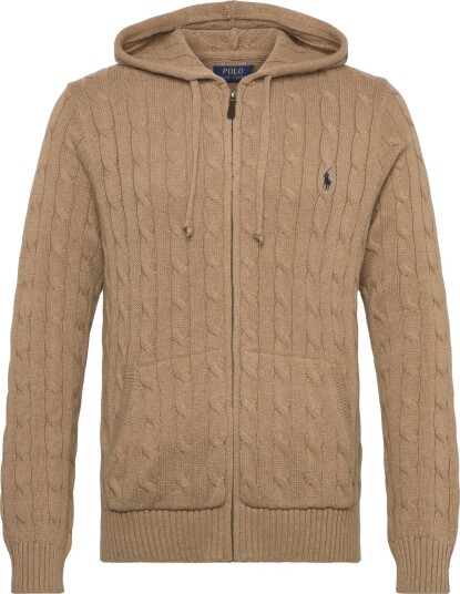 Polo Ralph Lauren Cable Knit Cotton Hooded Sweater Beige XXL