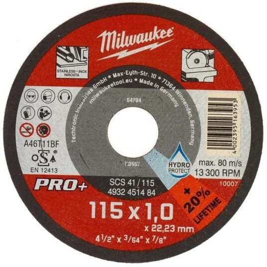 Milwaukee SCS 41 PRO+ Kappeskive 115x1 mm, Maskintilbehør & forbruk