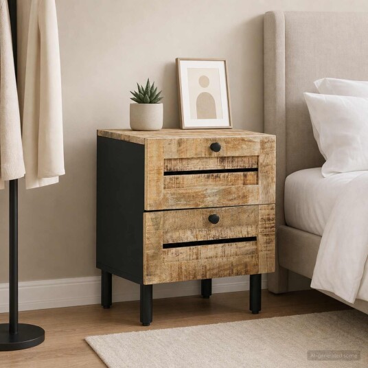 vidaXL Nattbord Naturlig 40 x 33 x 46 cm Massiv mango tre