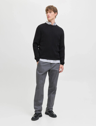 Jack & Jones Jjeemil Knit Cable Crew Neck Noos - Black - XXL Jack & Jones Jjeemil Knit Cable Crew Neck Noos - Black - XXL