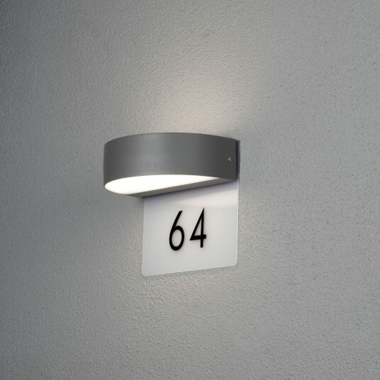 Konstsmide Monza vegglampe m/husnummer - Mørkgrå Konstsmide Monza vegglampe m/husnummer - Mørkgrå