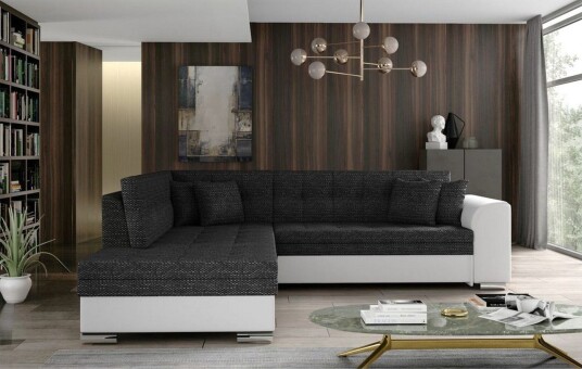 Seksjonssofa Eltap Pieretta 260x207x78 cm Berlin 02 Myk 17 Sort Hvit Venstre Seksjonssofa Eltap Pieretta 260x207x78 cm Berlin 02 Myk 17 Sort Hvit Venstre