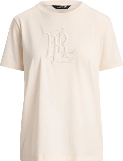 Lauren Ralph Lauren Embroidered Logo Cotton Jersey Tee MASCARPONE CREAM S