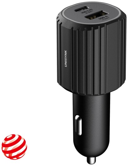 Unisynk 72W USB-C/USB-A Billader med Hurtiglading Svart Unisynk 72W USB-C/USB-A Billader med Hurtiglading Svart