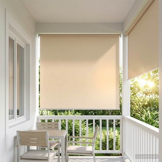 vidaXL Utendørs Rullegardin med UV-beskyttelse Beige Polyester