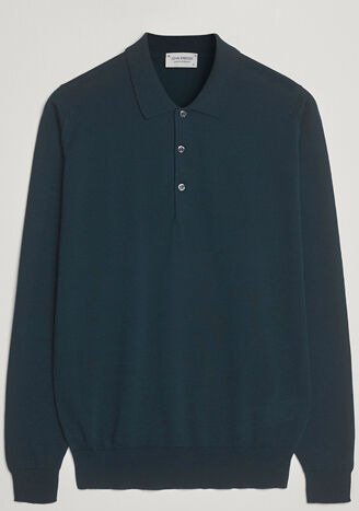 John Smedley Belper Extra Fine Merino Polo Pullover Richardson Green