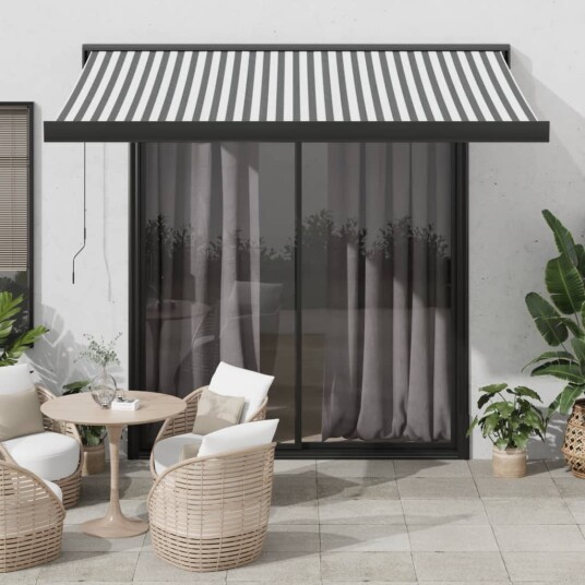 Uttrekkbar markise antrasitt og hvit 3x2,5 m stoff og aluminium 3216128