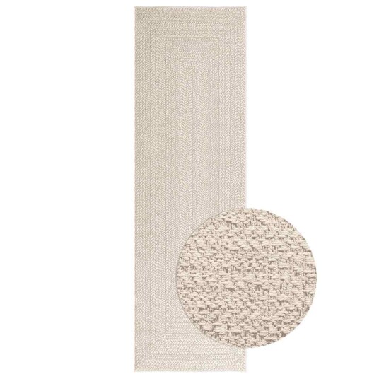 Teppe ZIZUR kremhvit 80x250 cm jute-utseende innendørs&utendørs 8721102836763
