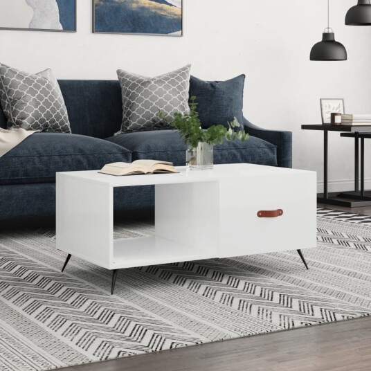 Salongbord høyglans hvit 90x50x40 cm konstruert tre 8720845441029