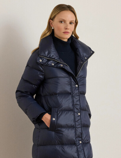 Lauren Ralph Lauren Metallic Funnelneck Down Maxicoat Navy S Lauren Ralph Lauren Metallic Funnelneck Down Maxicoat Navy S