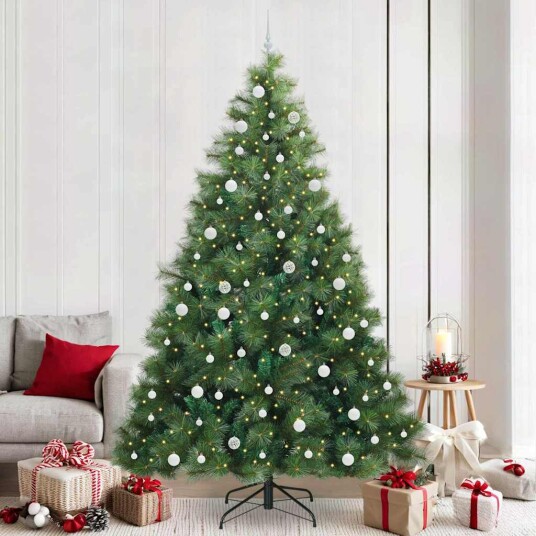 Kunstig juletre med 300 LED med stativ grønn 240 cm PE og PVC