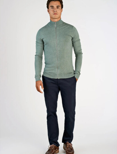 Lindbergh Melange Zip Cardigan Knit   Khaki green   L
