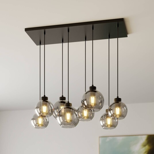 TK Lighting Cubus hengelampe 95 cm lang 8 lyskilder røykgrå glass TK Lighting Cubus hengelampe 95 cm lang 8 lyskilder røykgrå glass