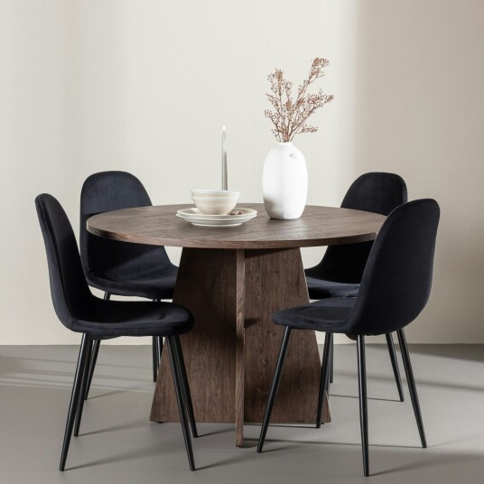 Spisegruppe Venture Home Bootcut Ø110 med 4 stk Polar Stoler Fløyel