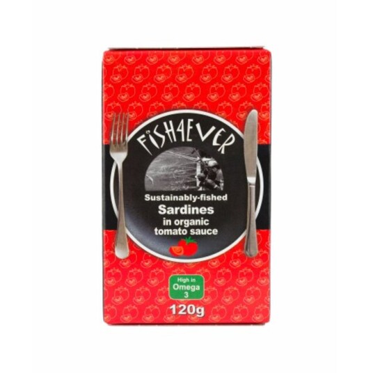 Fish 4 ever sardines in organic tomato sauce 120 gr Fish 4 ever sardines in organic tomato sauce 120 gr