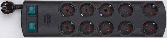 brennenstuhl Extension socket Primera-Line 10-Vei 2.00 m Sort Beskyttende Kontakt TYPE E