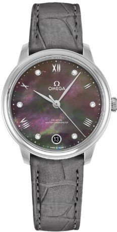 Omega Dameklokke 434.13.34.20.57.001 De Ville Prestige Sort/Lær Ø34