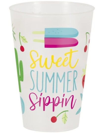 6 stk Sweet Summer Sippin Store Gjenbrukbare krus i hardplast 473 ml