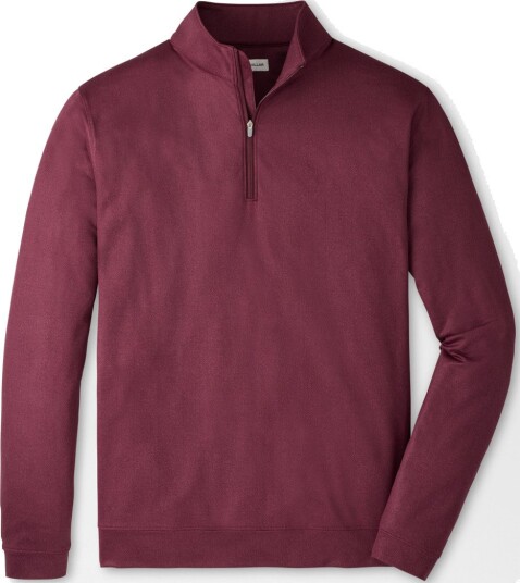 Peter Millar Perth Herringbone Performance Zip Rød Golfgenser herre Bordeaux XX Large